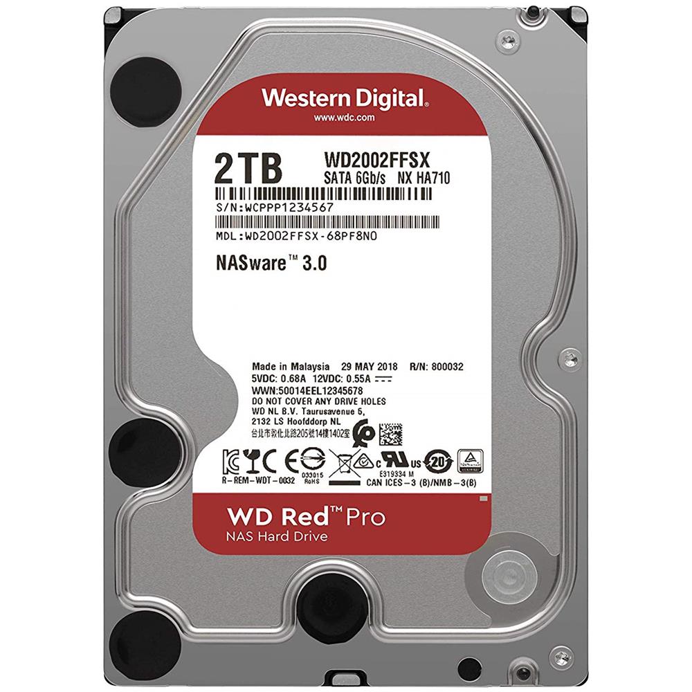 WESTERN DIGITAL Hard Disk per NAS WD Red Pro 2 TB 3.5" Interfaccia Sata III 6 Gb / s Buffer 64 Mb 7200 rpm