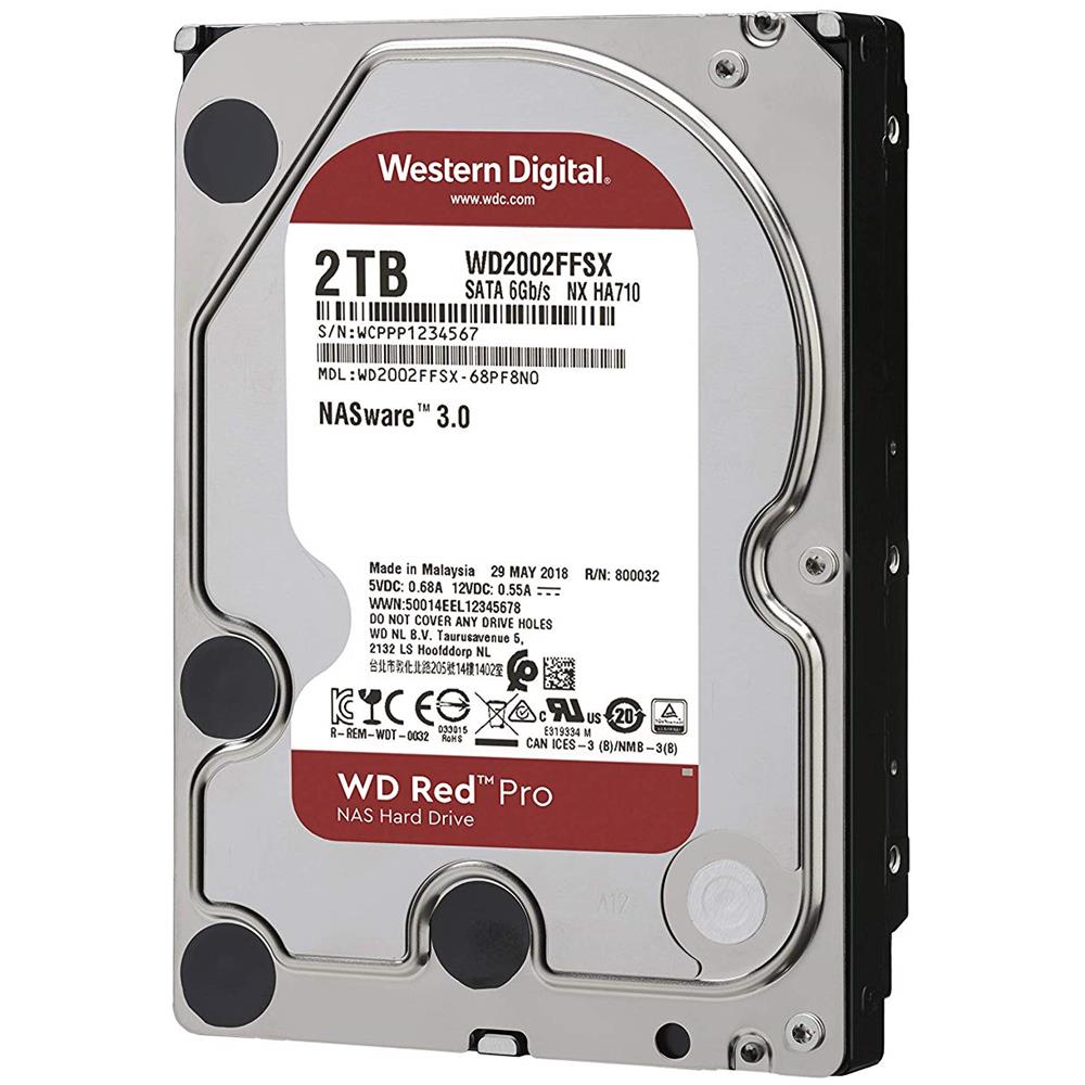 WESTERN DIGITAL Hard Disk per NAS WD Red Pro 2 TB 3.5" Interfaccia Sata III 6 Gb / s Buffer 64 Mb 7200 rpm
