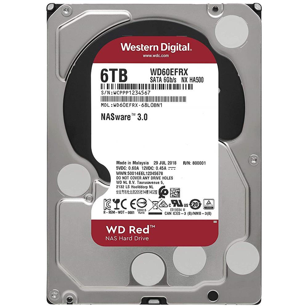 WESTERN DIGITAL Hard Disk per NAS WD Red 6 TB 3.5" Interfaccia Sata III 6 Gb / s Buffer 64 Mb 5400 RPM