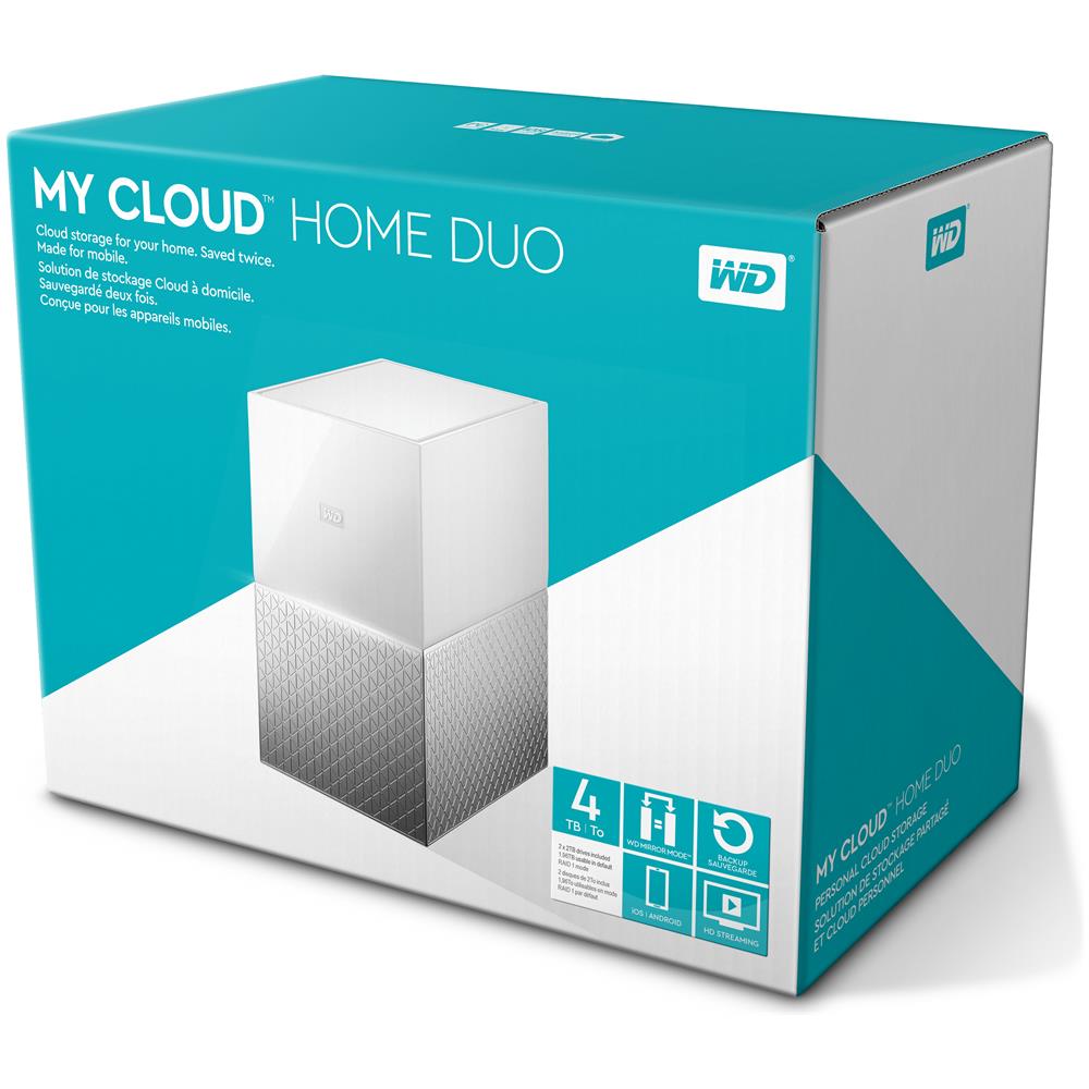 WESTERN DIGITAL NAS My Cloud Home Duo 4 TB (2 Dischi da 2 TB Installati) 2 x USB 3.0 / 1 x Gigabit Ethernet RAID1